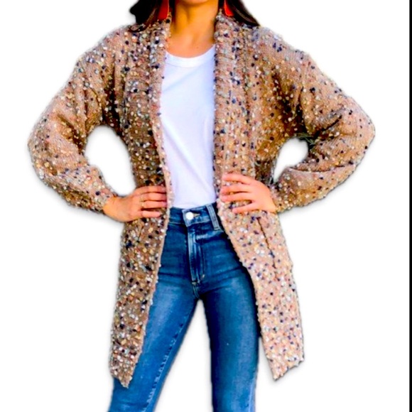 Confetti cardigan long  Mocha Cardigan Davi & Dani Boutique NWT - Picture 9 of 12